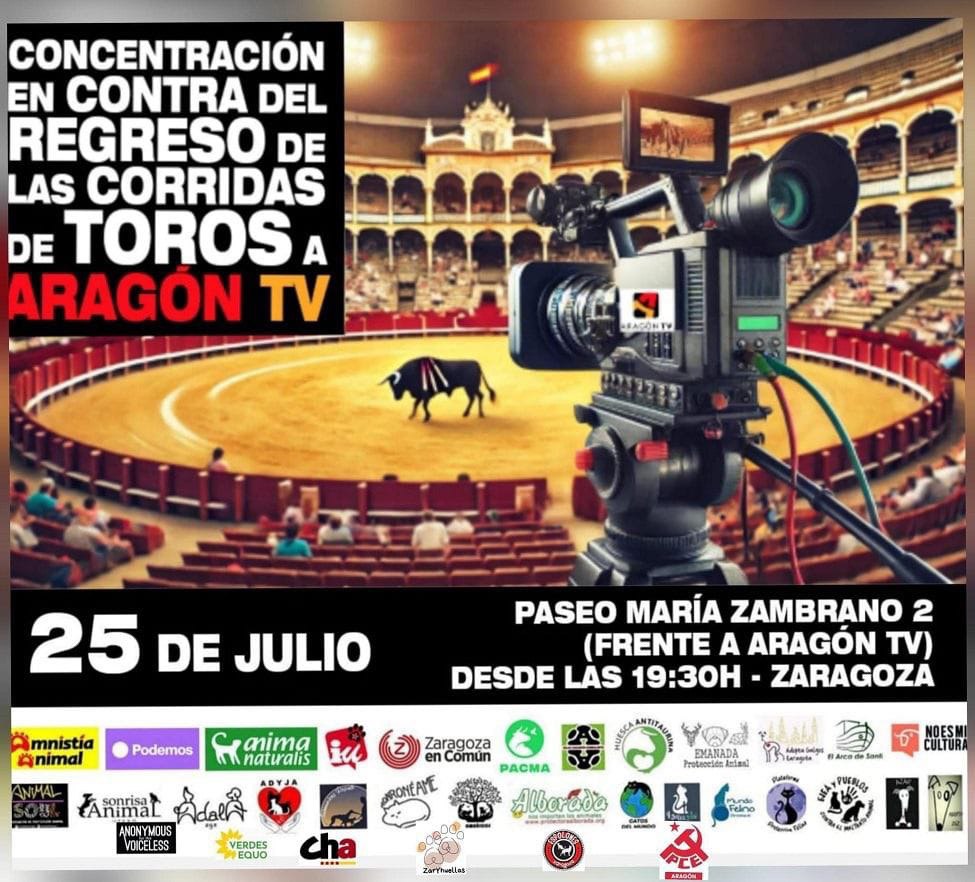 Concentración contra la retransmisión de los toros en Aragón TV