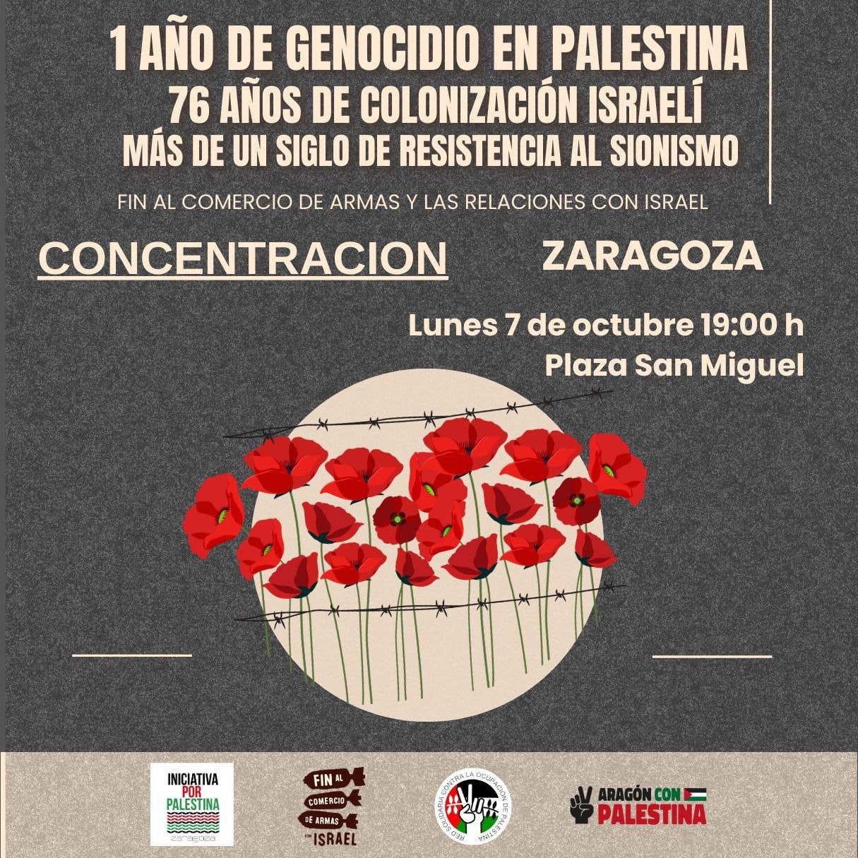 Concentración por Palestina, Zaragoza y Alcorisa